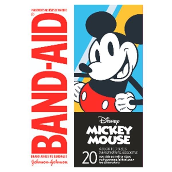 J&J Dental -Band-Aid Adhesive Strip Bandage Plastic Assorted Sizes Mickey Mouse Sterile 20/Box, 24 BX/CA 202274