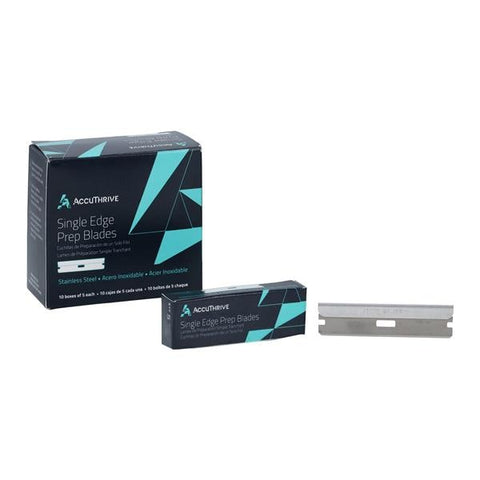 Accutec Blades, Inc AccuThrive Stainless Steel Non-Sterile Surgical Prep Blade 0.009" Disp 5x10/Ca - AVBL-4001-0000