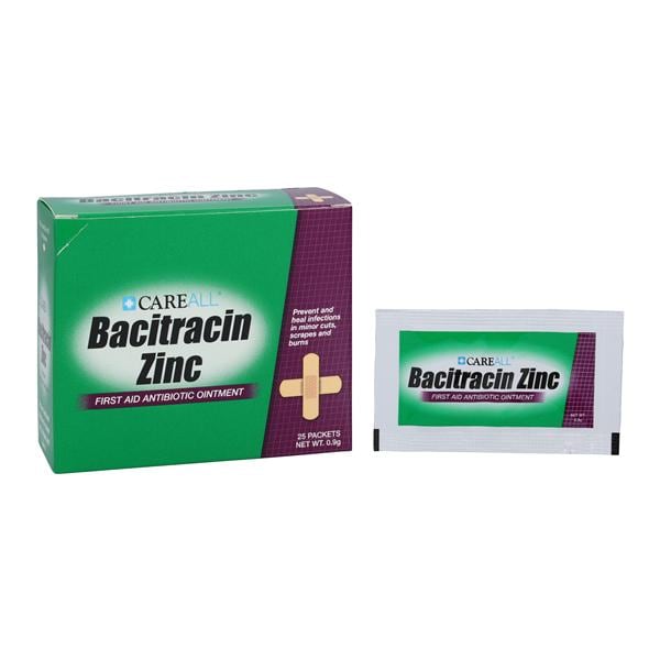 New World Imports Bacitracin Zinc Topical Ointment 500u/gm 0.9gm Foil Pack 25/Box, 36 BX/CA - BACP925