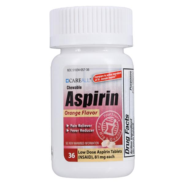 New World Imports Aspirin Chewable 81mg Orange Bottle 36/Bottle, 24 BT/CA - CCA36