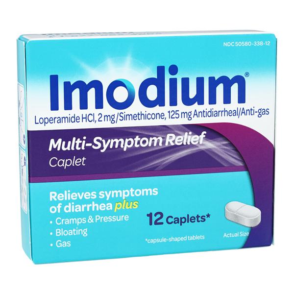 Johnson & Johnson Consumer Imodium Antidiarrhea/Antigas Caplets Multi-Symptom 12/Box - 021212