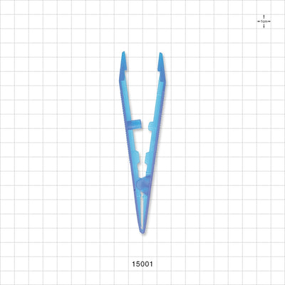 Single-Use Tweezer Forceps, Flat Pointed Tips, Blue - 5 inch (127 mm) - 15001