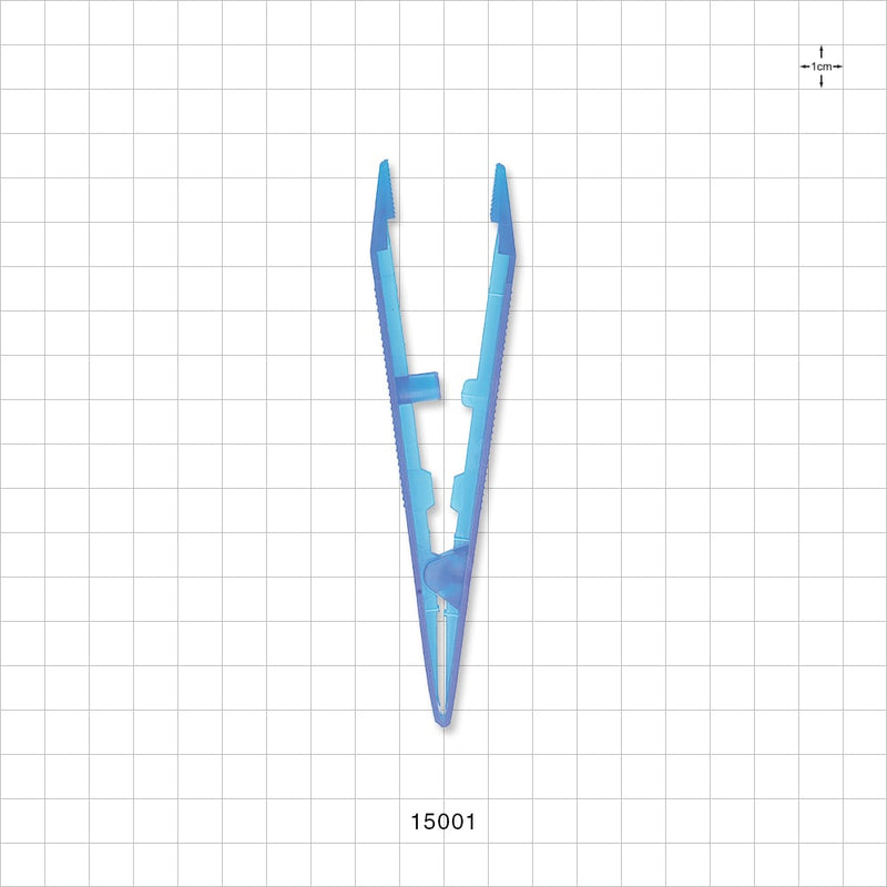 Single-Use Tweezer Forceps, Flat Pointed Tips, Blue - 5 inch (127 mm) - 15001