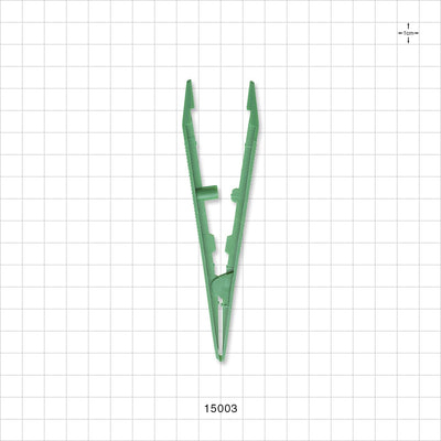 Single-Use Tweezer Forceps, Flat Pointed Tips, Green - 5 inch (127 mm) - 15003