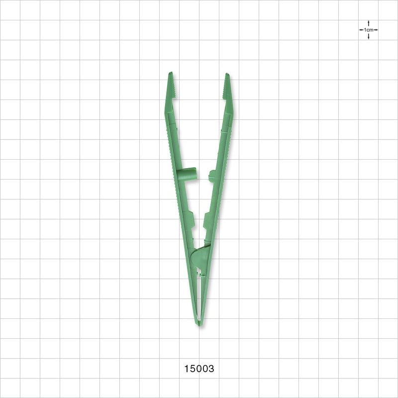 Single-Use Tweezer Forceps, Flat Pointed Tips, Green - 5 inch (127 mm) - 15003