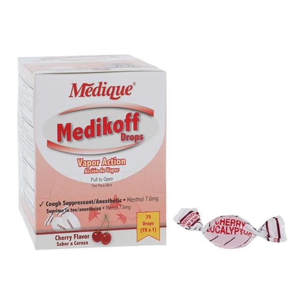 Medique Products Medikoff Cough Drops 7.6mg Cherry 75/Package, 24 PK/CA - 05022