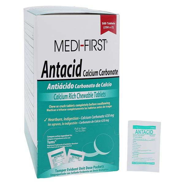 Medique Products Medi-First Antacid Chewable Tablets 420mg Unit Dose Pack 250X2/Box - 80213