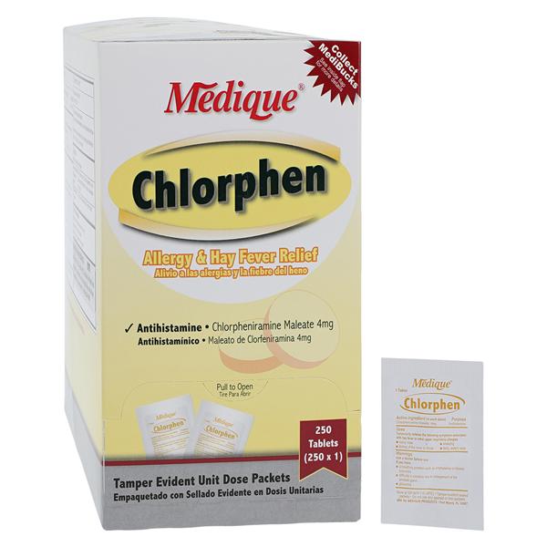 Medique Products Chlorphen Allergy Oral Tablets 4mg Unit Dose Packet 250x1/Box, 12 BX/CA - 24148
