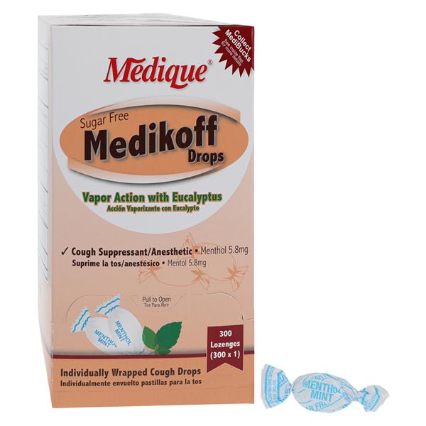Medique Products Medikoff Cough Drops Sugar Free 5.8mg Menthol 300/Box - 10903