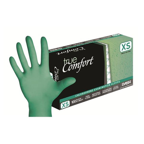 Dash Medical Gloves Inc -True Comfort Chloroprene Exam Gloves X-Small Green Non-Sterile, 10 BX/CA TC100XS