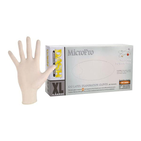Dash Medical Gloves Inc -Micropro Latex Exam Gloves X-Large Natural Non-Sterile, 10 BX/CA TPF100XL