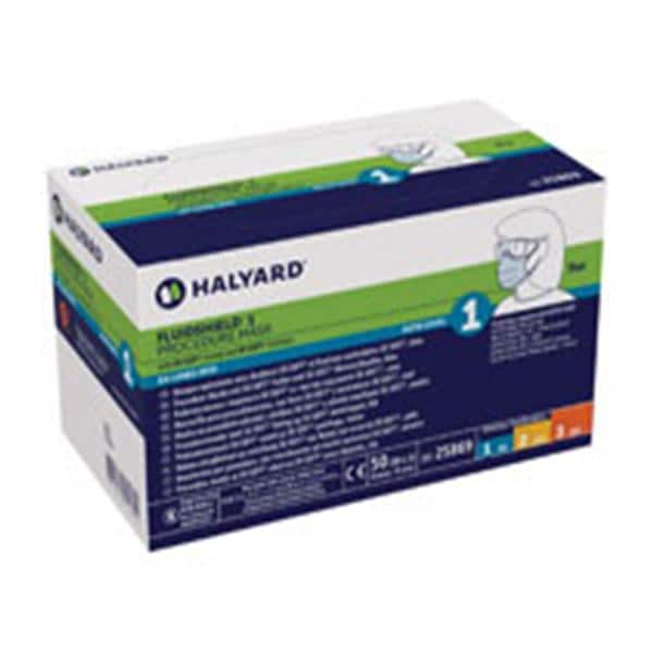 O & M Halyard FluidShield Procedure Mask ASTM Level 1 Blue 50/Bx, 10 BX/CA - 25869