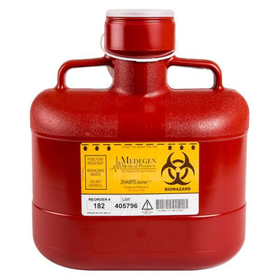 Medegen Medical Products, LLC -Sharps Container 6.2qt Red/Black 10x6x11" Vertical Entry Locking Cap PP EA, 12 EA/CA MAI 182