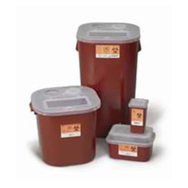 Medegen Medical Products, LLC -Sharps Container 1qt Red/Black 3-1/2x7x3-1/2" Vertical Entry Polypropylene Small Stackable Non-Sterile Each, 72 EA/CA MAI 8702