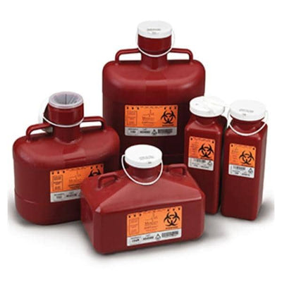 Medegen Medical Products, LLC -Sharps Container 23qt Red/Black 12x9x18" X-Wide Opening Locking Cap Polypropylene Non-Stackable Non-Sterile Each, 4 EA/CA MAI 187