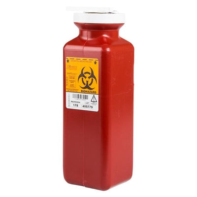 Medegen Medical Products, LLC -Sharps Container 1.7qt Red/Black 3-1/2x3-1/2x10" Vertical Entry Polypropylene Tall Non-Stackable Non-Sterile Each, 20 EA/CA MAI 178
