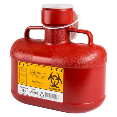 Medegen Medical Products, LLC -Sharps Container 4.7qt Red/Black 10x6x9" Vertical Entry Locking Cap PP EA, 12 EA/CAse MAI 184