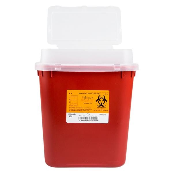 Medegen Medical Products, LLC -Sharps Container 2gal Red/Black 10x11-1/4x7" Tortuous Path Lid Polypropylene Large Stackable Non-Sterile Each, 10 EA/CA MAI 8707