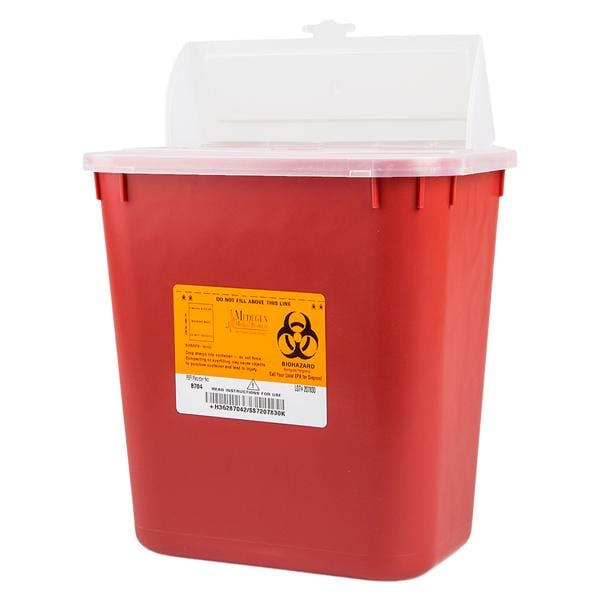 Medegen Medical Products, LLC -Sharps Container 8qt Red/Black 10x9-1/2x7" Horizontal Drop Polypropylene Large Stackable Non-Sterile Each, 24 EA/CA MAI 8704