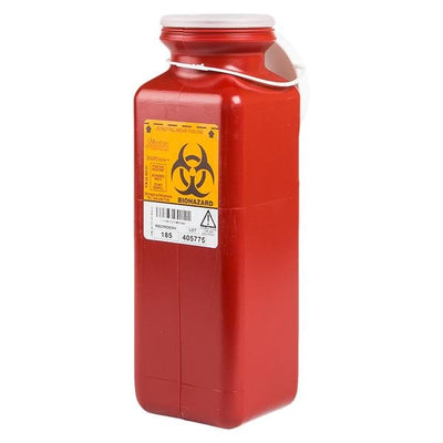 Medegen Medical Products, LLC -Sharps Container 1.7qt Red/Black 3-1/2x3-1/2x10" Vertical Entry Locking Cap Polypropylene Tall Non-Stackable Non-Sterile Each, 20 EA/CA MAI 185