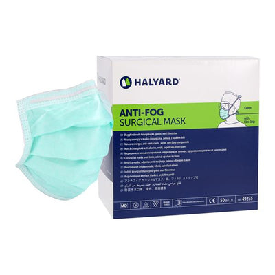 O & M Halyard  Tie On Mask Not Rated Anti-Fog Green 50/Bx, 6 BX/CA - 49235