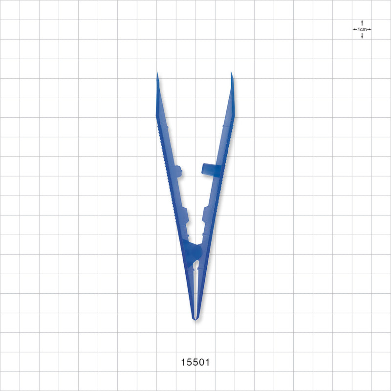 Single-Use Tweezer Forceps, Flat Square Tips, Dark Blue - 5 inch (127 mm) - 15501