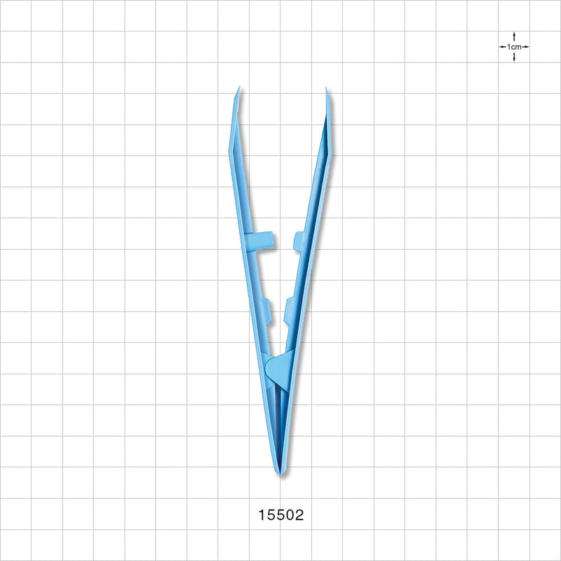 Single-Use Tweezer Forceps, Flat Square Tips, Blue - 5 inch (127 mm) - 15502