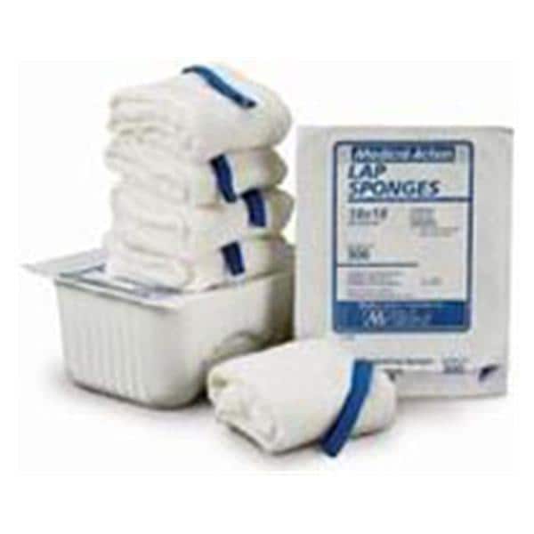 Medical Action Industries 100% Cotton Laparotomy Sponge 18x18" Sterile X-Ray Detectable Pre-Washed - 300