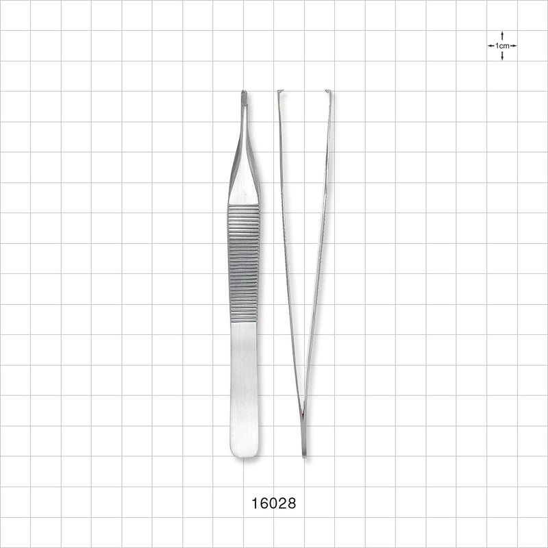 Single-Use Adson Tweezer Forceps, 1 x 2 Teeth, Satin Finish - 4.75 inch (121 mm) - 16028