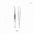 Single-Use Tweezer Dressing Forceps, Serrated Extra Fine Tips, Curved, Mirror Finish - 4 inch (102 mm) - 16037