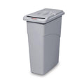 Newell Brands Dist. LLC Can Trash Slim Jim Plastic 20x11x31" Narrow 23gal Paper Slot Lid Light Gray 4/Case - FG9W1500LGRAY