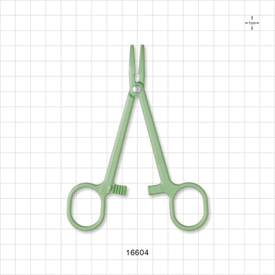 Single-Use Locking Forceps, Curved, Green - 5 inch (127 mm) - 16604