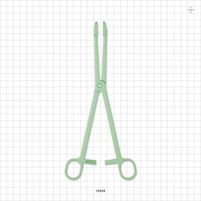 Single-Use Locking Forceps, Round Tips, Green - 9.5 inch (241 mm) - 16609