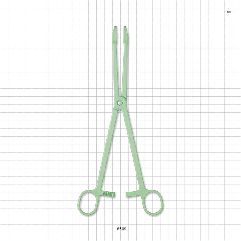 Single-Use Locking Forceps, Round Tips, Green - 9.5 inch (241 mm) - 16609