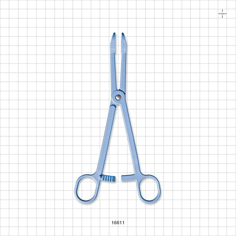 Single-Use Locking Forceps, Round Tips, Light Blue - 7.5 inch (191 mm) - 16611