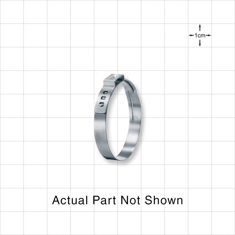 Oetiker StepLess Ear Clamp, Non-Washed, 100/Bag - 10 mm x 0.8 mm Band; 1.409 inch Closed - 1.535 inch Open Range (35.8 mm - 39 mm) - 16705486