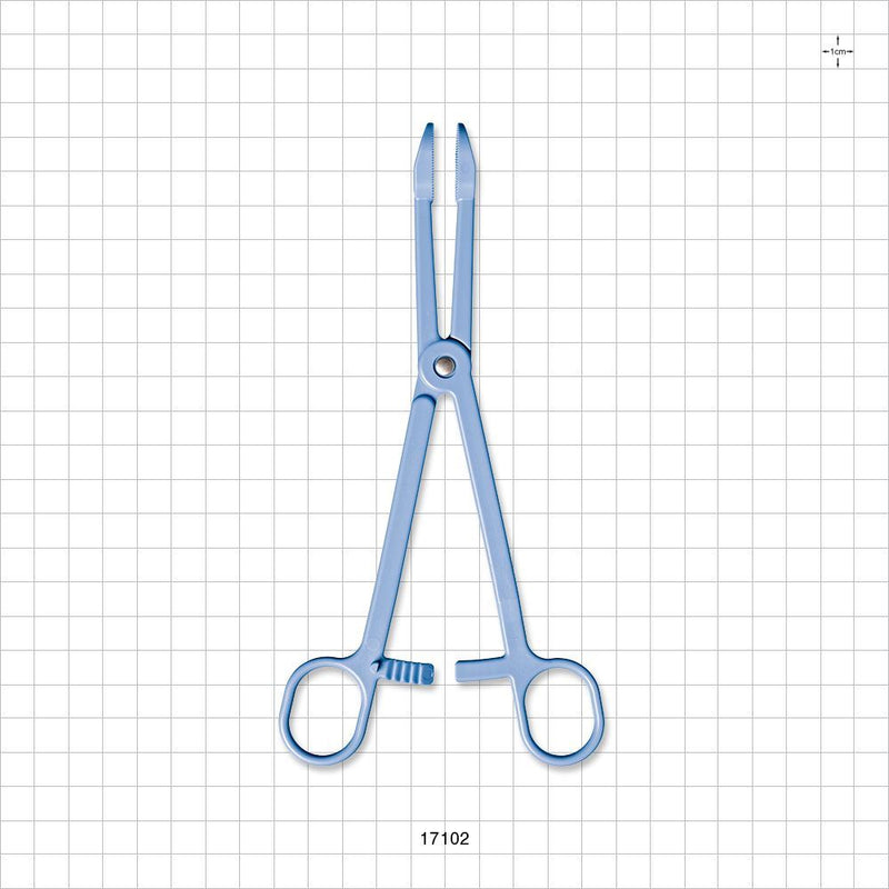 Single-Use Locking Forceps, Round Tips, Light Blue - 7.5 inch (191 mm) - 17102