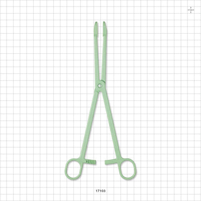 Single-Use Locking Forceps, Round Tips, Green - 9.5 inch (241 mm) - 17103