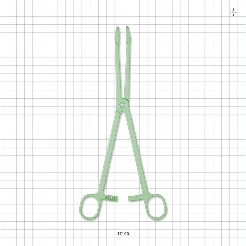 Single-Use Locking Forceps, Round Tips, Green - 9.5 inch (241 mm) - 17103