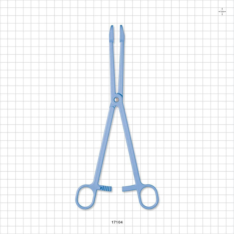 Single-Use Locking Forceps, Round Tips, Light Blue - 9.5 inch (241 mm) - 17104
