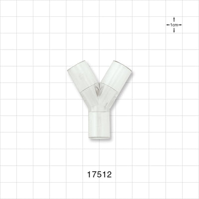 Y Connector, Tubing Ports, Natural - 3/8 inch ID (0.375 inch, 9.53 mm); 1/4 inch Thru Hole (0.25 inch, 6.35 mm) - 17512