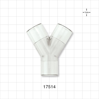 Y Connector, Tubing Ports, Natural - 11/16 inch ID (0.687 inch, 17.45 mm);1/2 inch Thru Hole (0.5 inch, 12.7 mm) - 17514