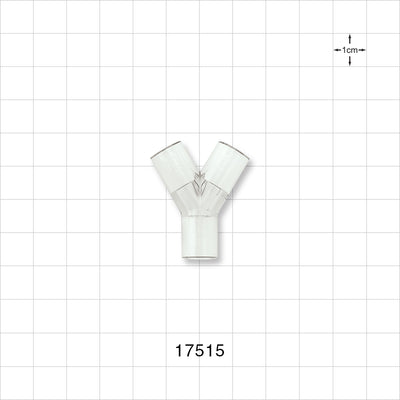 Y Connector, Tubing Ports, Natural - 5/16 inch ID (0.312 inch, 7.92 mm); 3/16 inch Thru Hole (0.188 inch, 4.76 mm) - 17515