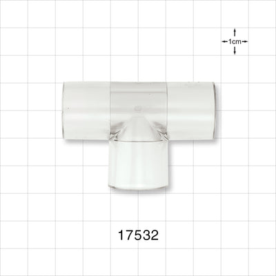 T Connector - 11/16 inch ID (0.687 inch, 17.45 mm);1/2 inch Thru Hole (0.5 inch, 12.7 mm) - 17532