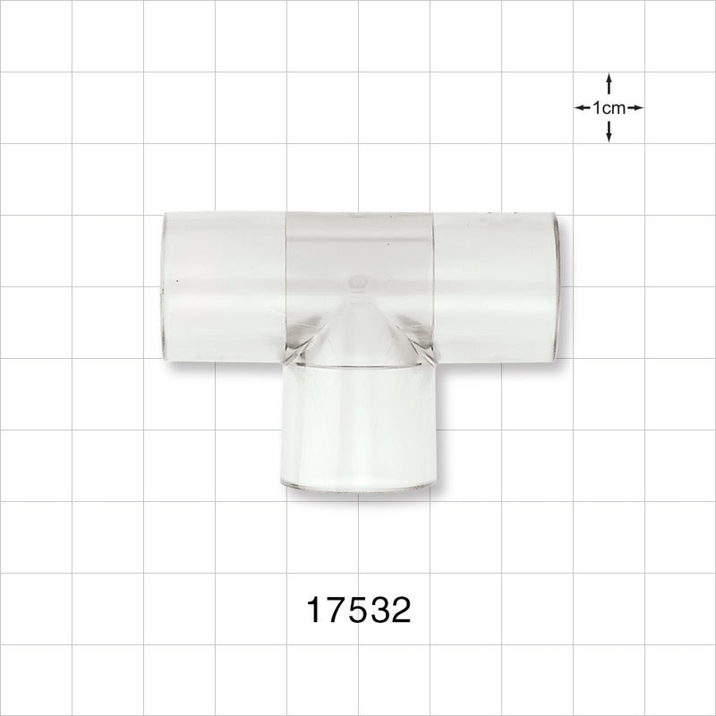 T Connector - 11/16 inch ID (0.687 inch, 17.45 mm);1/2 inch Thru Hole (0.5 inch, 12.7 mm) - 17532