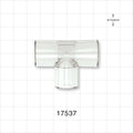 T Connector - 11/16 inch ID (0.687 inch, 17.45 mm); 1/2 inch Thru Hole (0.5 inch, 12.7 mm); 9/16 inch ID (0.563 inch, 14.3 mm); 3/8 inch Thru Hole (0.375 inch, 9.53 mm) - 17537