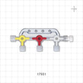 3-Gang Stopcock Manifold, 4 Female Luer Locks, Male Luer with Spin Lock, Non-Vented Caps - 29 psi - 17551