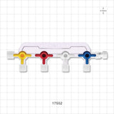 4-Gang Stopcock Manifold, 5 Female Luer Locks, Male Luer with Spin Lock, Non-Vented Caps - 29 psi - 17552