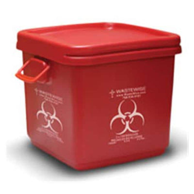 WCM, Inc -Isolyser/SMS m Sharps Mailer System 18gal Red 17x17x17" Hinged Lid Wide Opening Plastic Built-In Handle Stackable Free Standing Non-Sterile Disposable Each SMSm 18G