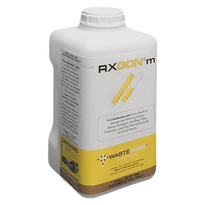 WCM, Inc -RXGON m Sharps Mailer System 0.8gal White/Yellow 5x5x9.5" Screw Lid Vertical Drop Plastic Built-In Handle Free Standing Wall Mount Non-Sterile Each, 6 EA/CA RGNM